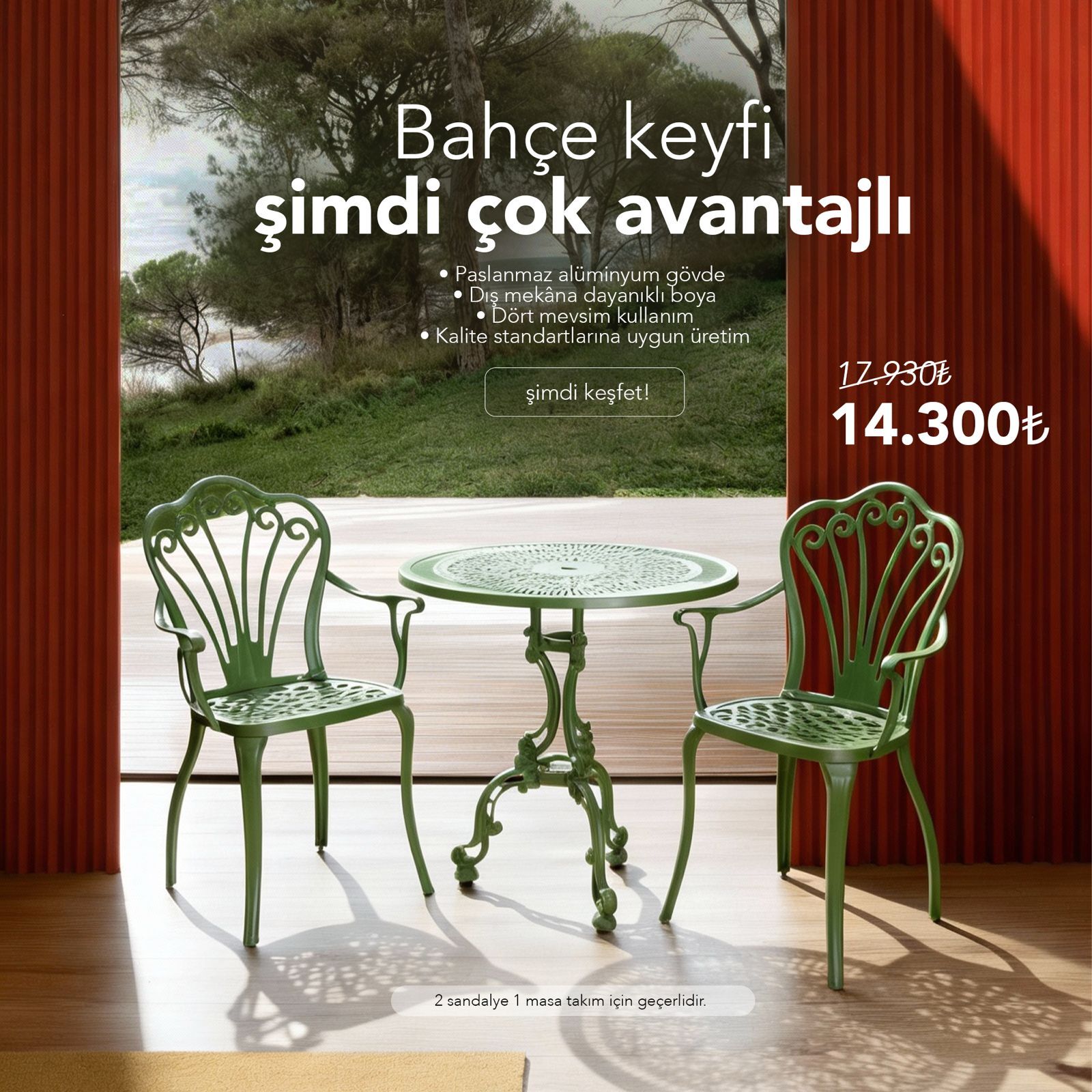 KD-T012 Masa Sandalye Takımı - 2 kişilik